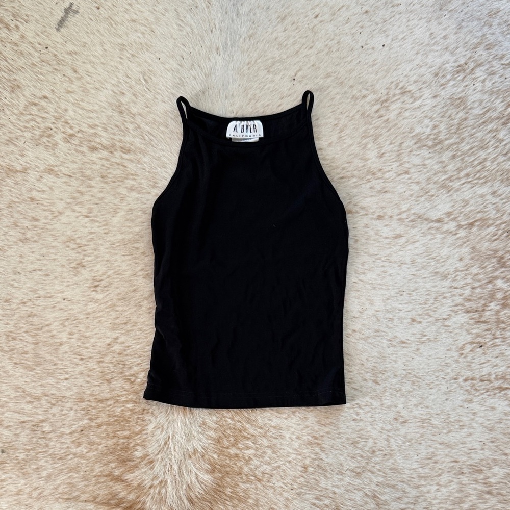 A. Byer Black High-Neck Camisole Tank